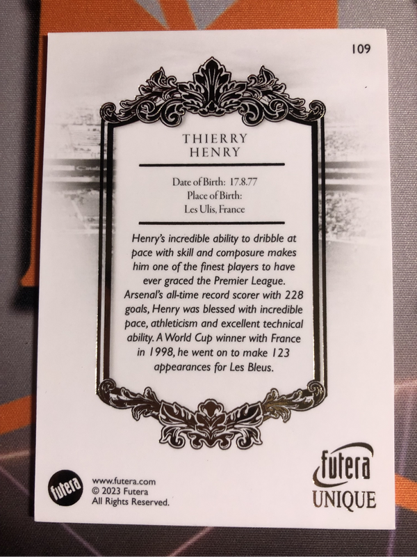 Thierry Henry High-end THE GREATS FUTERA soccer trading card