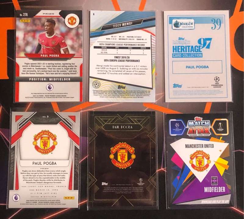 Paul Pogba Man United 6 RANDOM card bundle from various sets INCLUDING Rare REFRACTORS