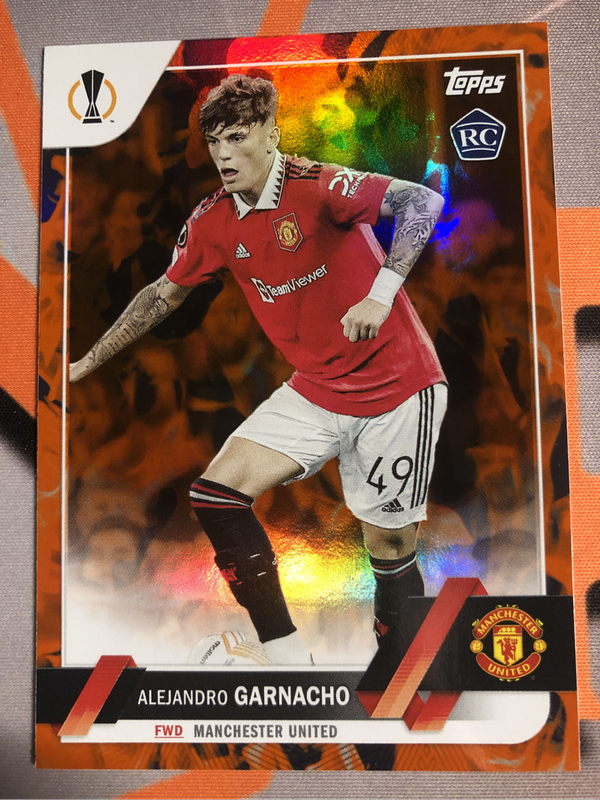Garnacho ROOKIE SSP Inferno Foil Topps 2023 Soccer trading card