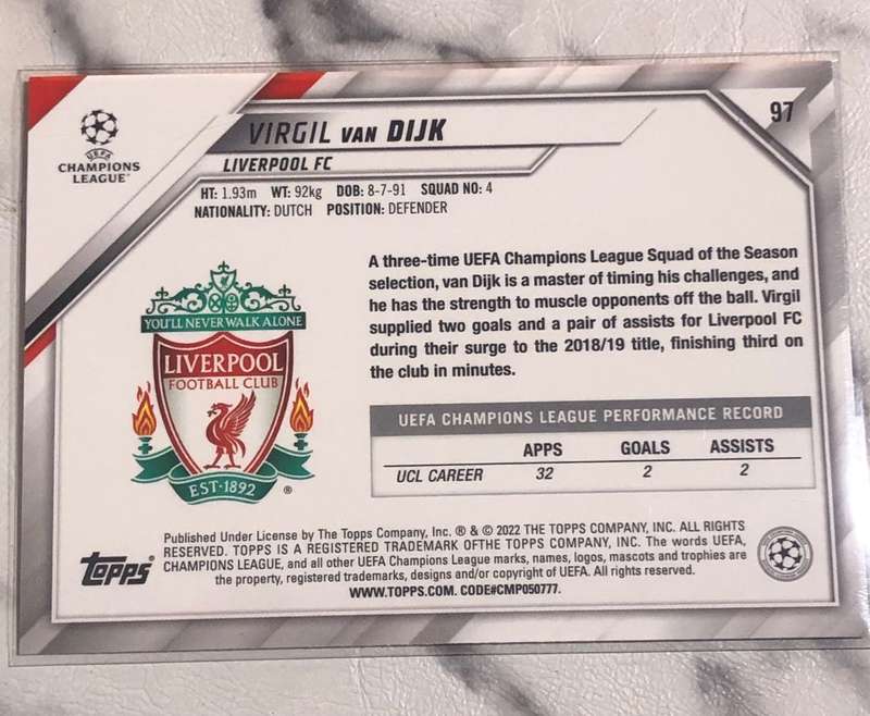 Virgil Van Djik Topps Jade edition 2022 Soccer trading card