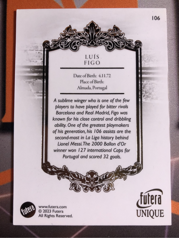 Luis Figo High-end FUTERA soccer trading card 