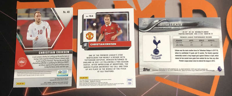Christian Eriksen RARE Bundle of 3 Soccer trading cards