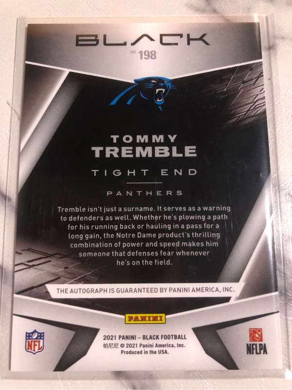 Tommy Tremble  NFL AUTOGRAPH  NUMBERED out of 199 Rookie 2021 NFL trading card