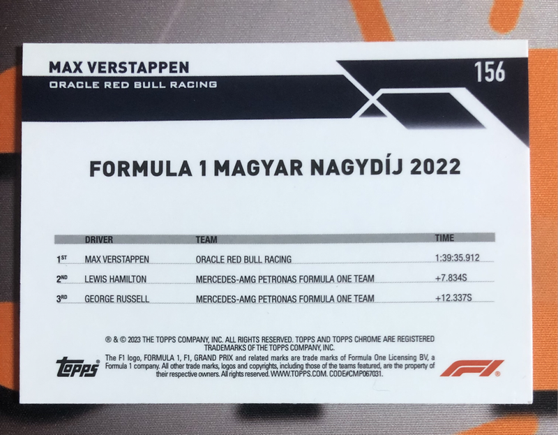 Max Verstappen RARE Formula One 2023 F1 trading card
