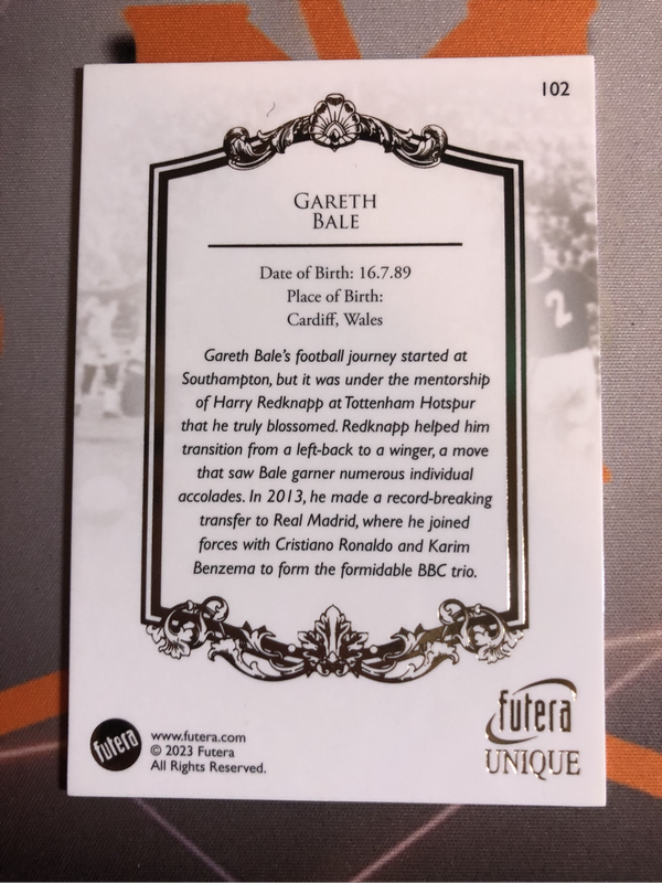 Gareth Bale THE GREATS 2023 FUTERA High End Soccer trading card