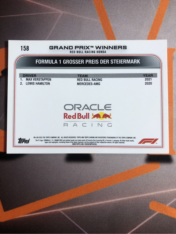 Max Verstappen RARE Formula One 2022 Topps Chrome F1 trading card