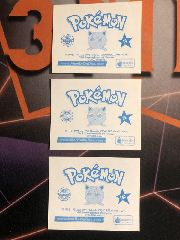 Pokémon Ash Bundle of RARE 3 Vintage 2000s Topps stickers (Near Mint condition) 