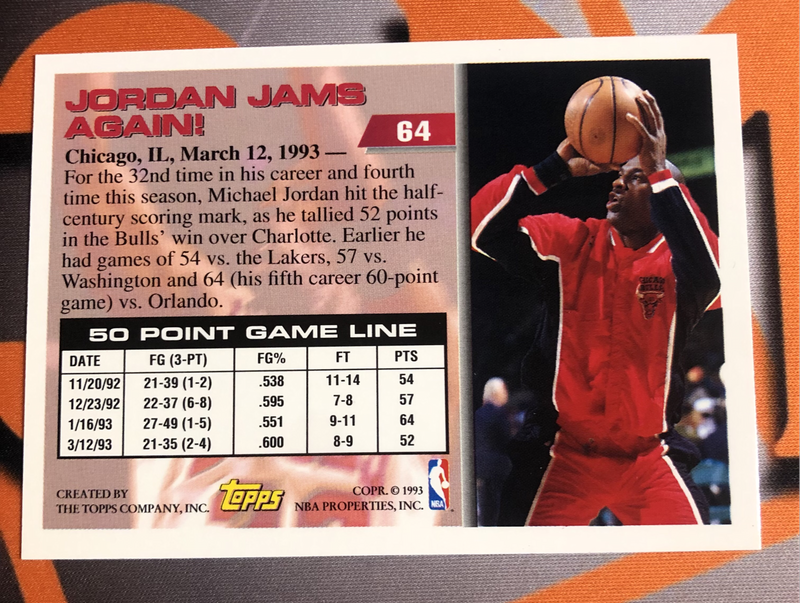 Michael Jordan Topps 1993 NBA VINTAGE 50 Points club basketball trading card