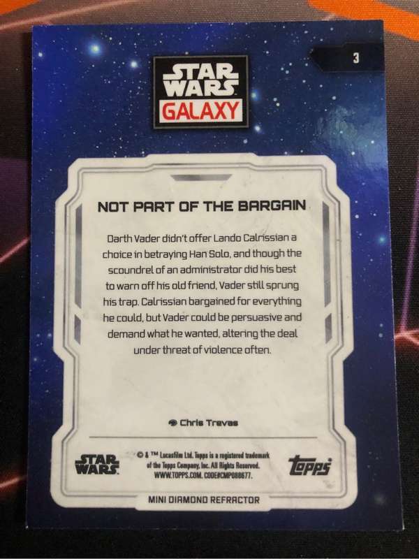 Darth Vader RARE REFRACTOR Topps Star Wars Galaxy trading card