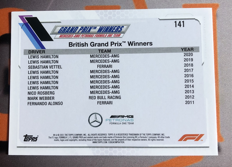 Lewis Hamilton RARE Formula One 2021 F1 Topps Chrome trading card