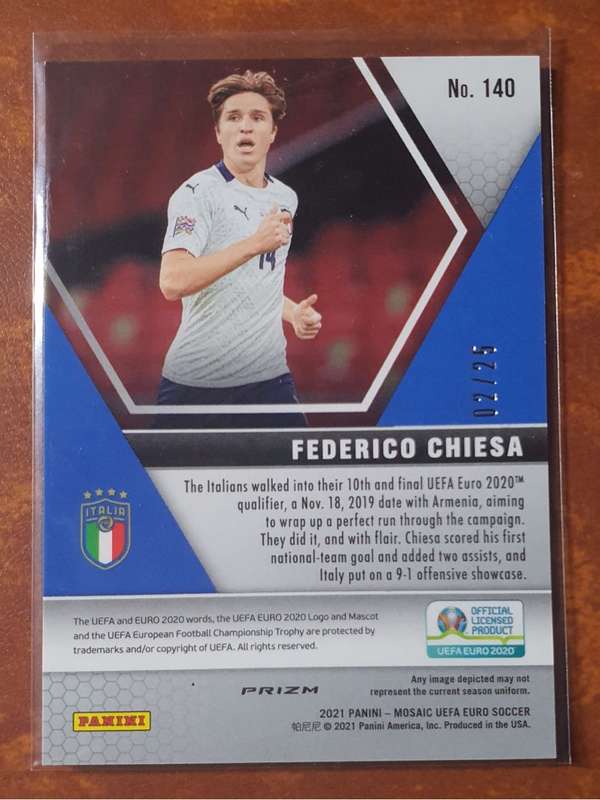 Federico Chiesa Numbered OUT OF 25 white circles Mosaic 2021  SOCCER TRADING CARD