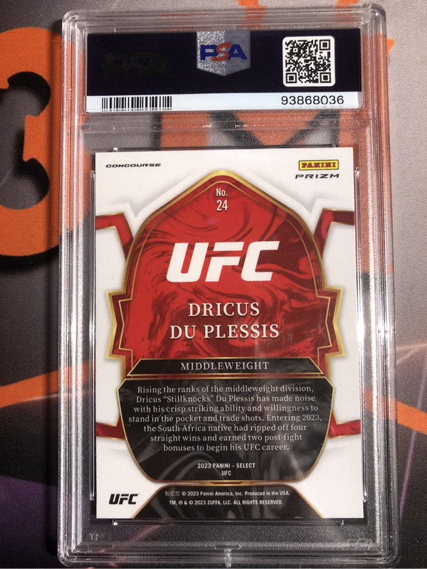 Dricus Du Plesis Graded PSA 10 Refractor (Only 1 in the world) SELECT 2023 UFC trading card