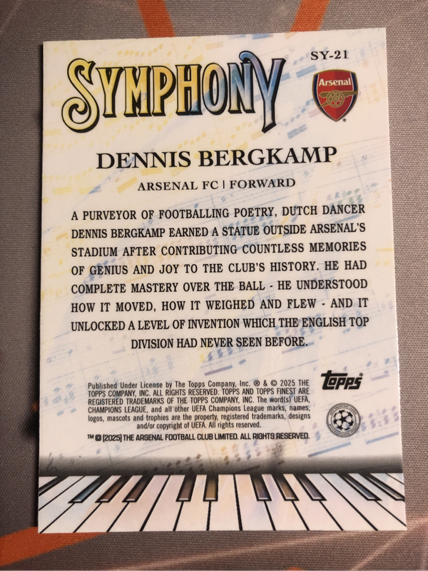 Dennis Bergkamp Refractor NEW Symphony Topps Finest 2025 soccer trading card