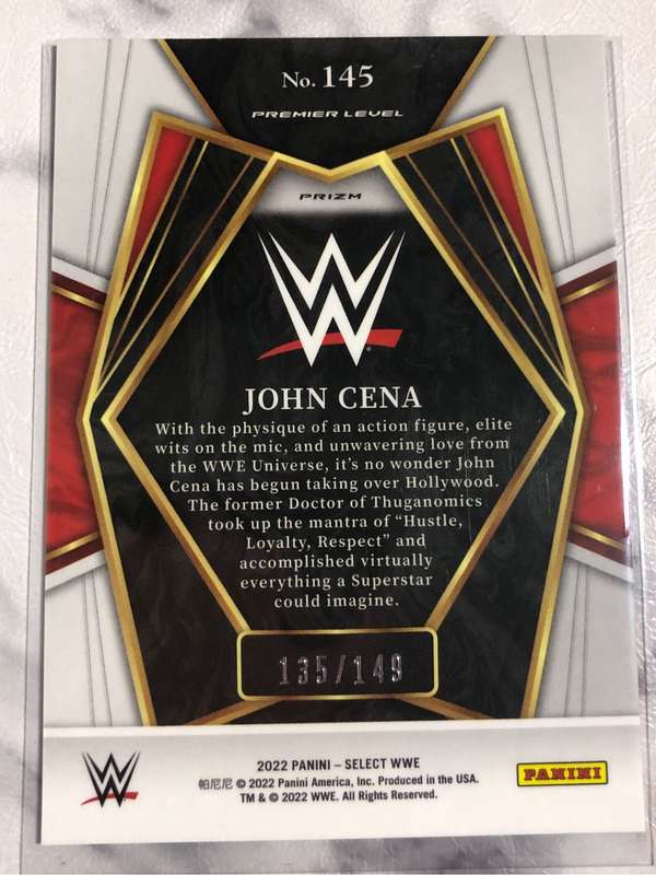 John Cena NUMBERED out of 149 WWE Select 2022 trading card