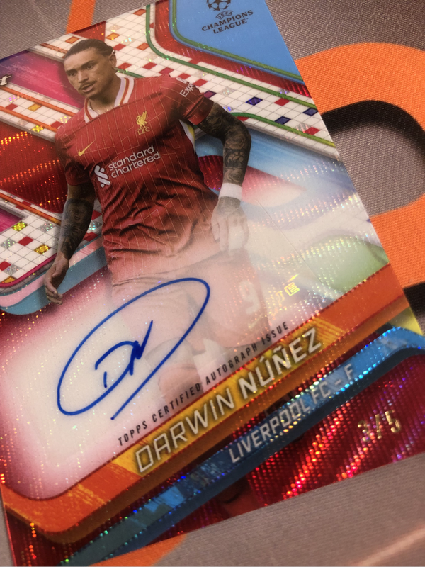 Darwin Nunez NUMBERED 5 of 5 RED Colour match NEW Topps Finest 2025 soccer trading card