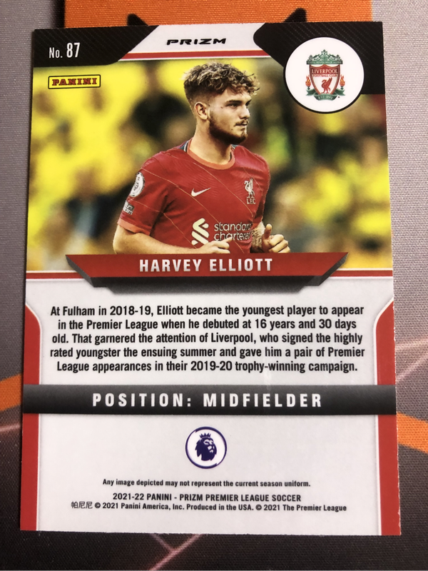 Harvey Elliot ROOKIE Pink Ice 2022 Prizm soccer trading card