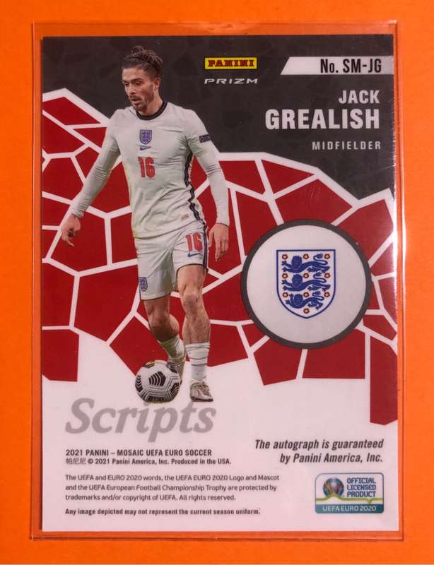 Jack Grealish AUTOGRAPH Certified  England  Euros 2021 Soccer trading card