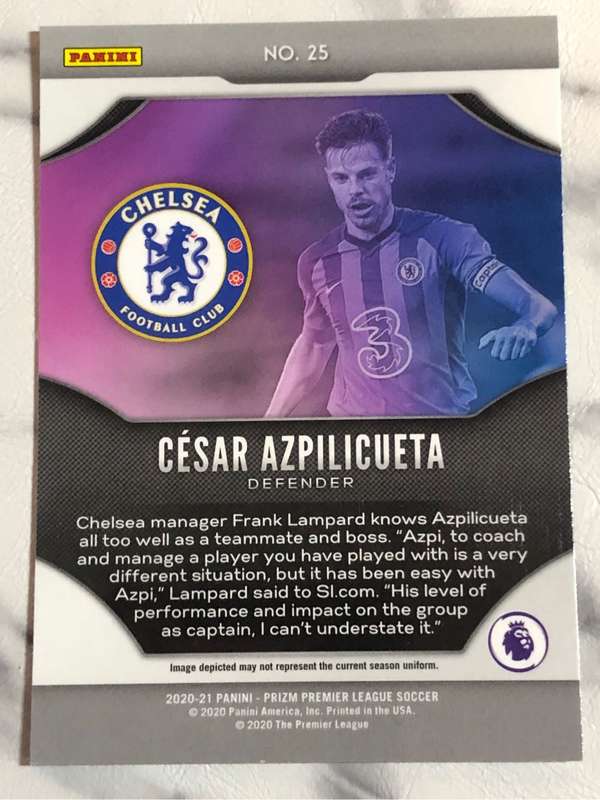 Cesar Azpilicueta Fireworks PRIZM 2020 Soccer trading card