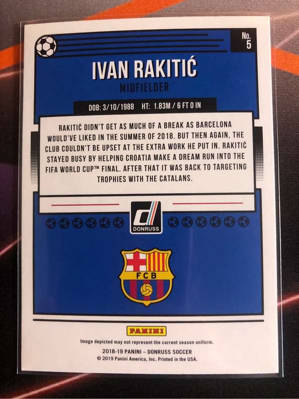 Ivan Rakatic RARE 2018 Donruss Soccer trading card