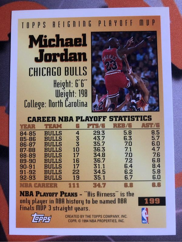 Michael Jordan Topps 1993 NBA VINTAGE MVP Playoff basketball trading card