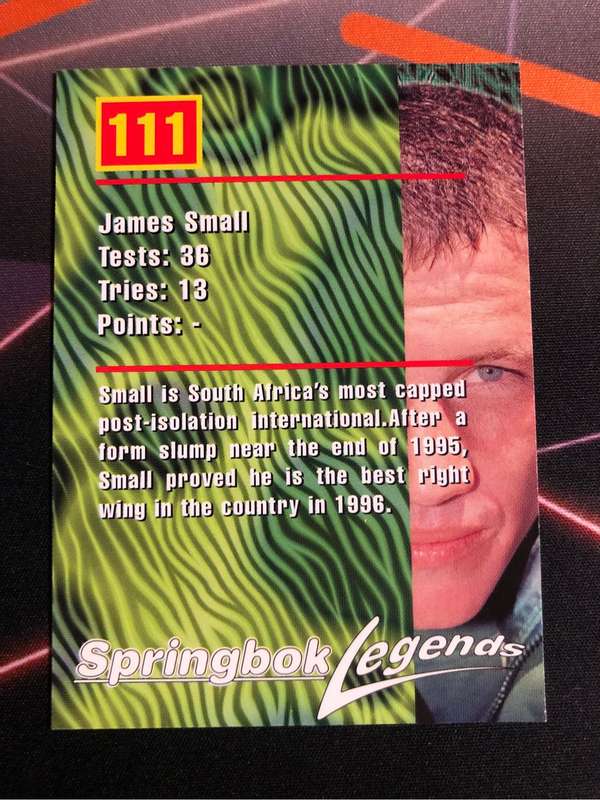 James Small Springbok Legends 1997 Rugby trading card