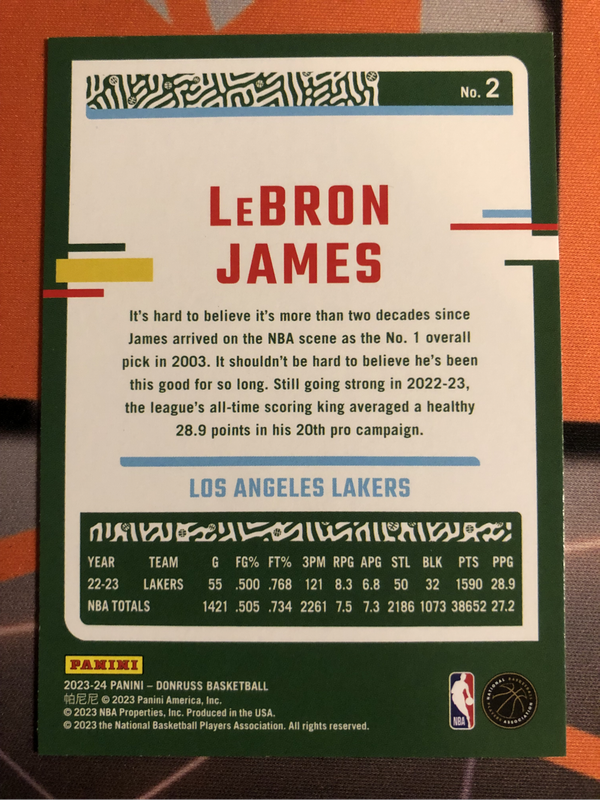 Lebron James 2023 Donruss NBA Basketball trading card