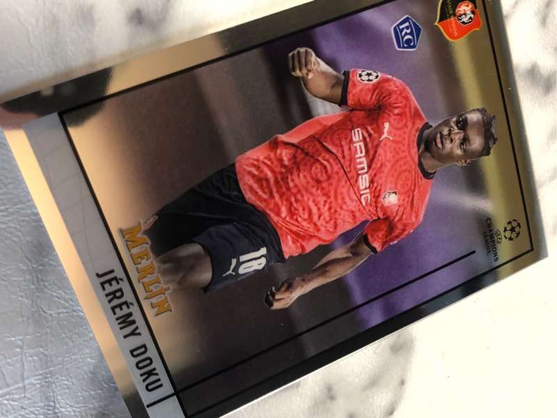 Jeremy Doku ROOKIE Base Topps Merlin 2021 soccer trading card