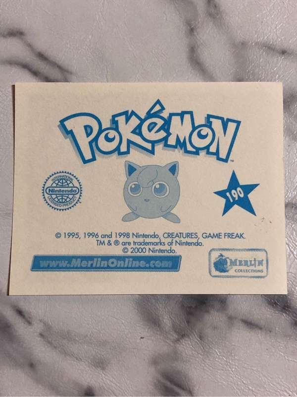 Charmander Very RARE unstuck Pokemon sticker #190 Topps Merlin 2000