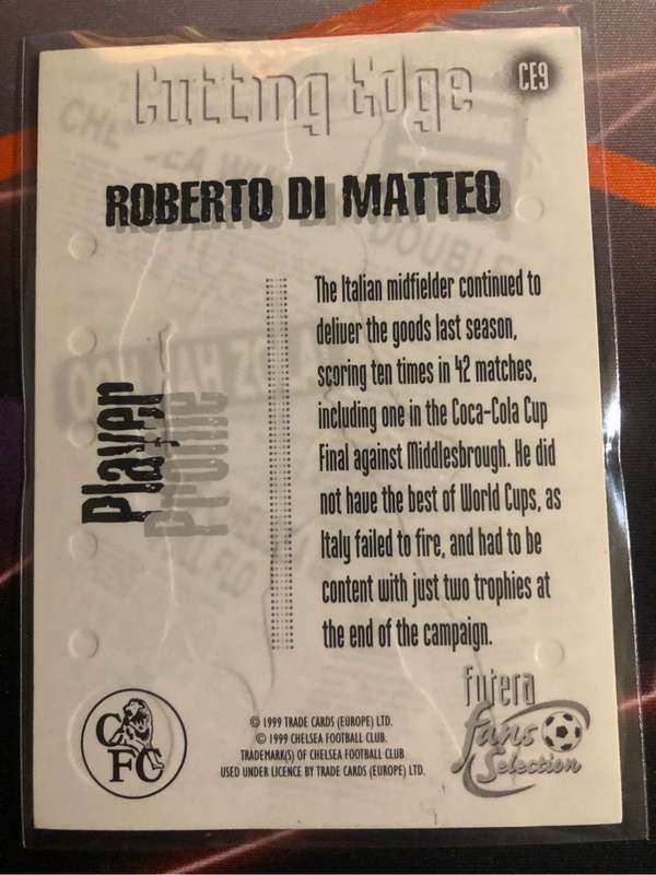Roberto Di Matteo 1999 FUTERA Soccer trading card