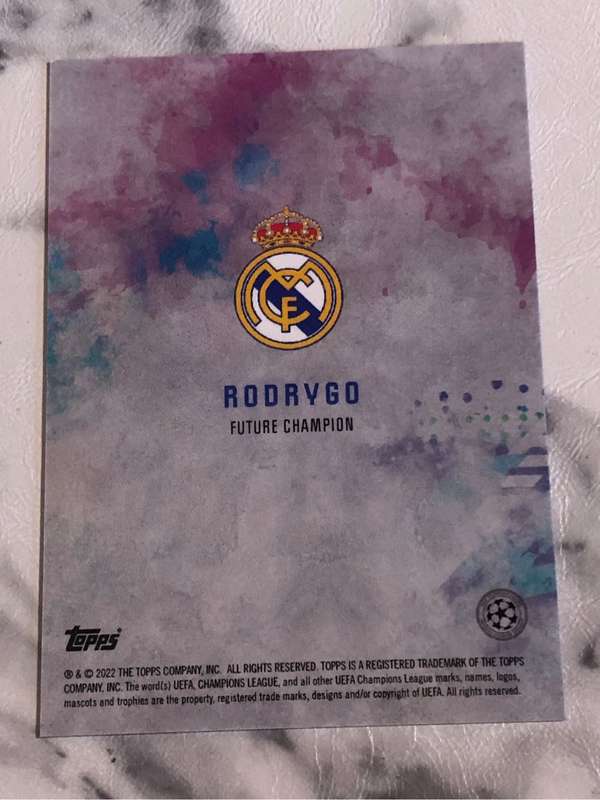 Rodrygo FUTURE CHAMPION Topps Soccer trading card 2022