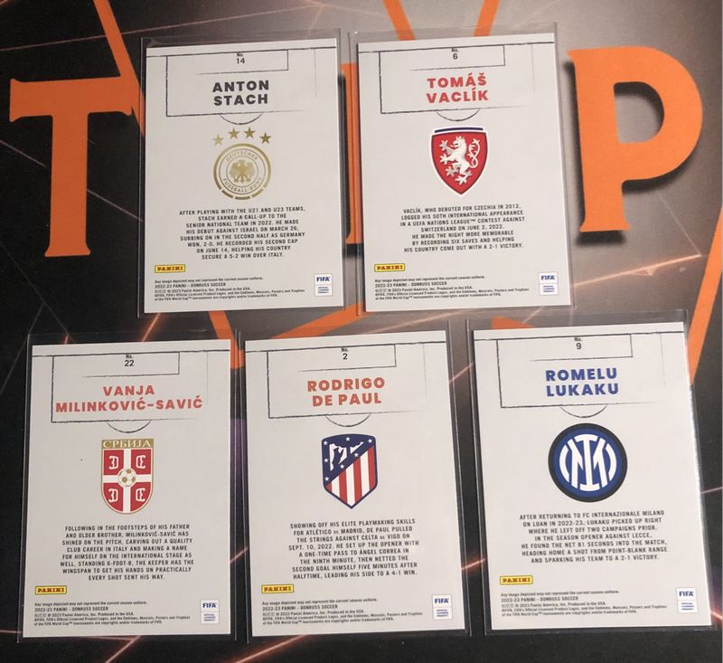 Rare BUNDLE of 5 CRAFTSMEN Donruss 2022 Soccer trading cards