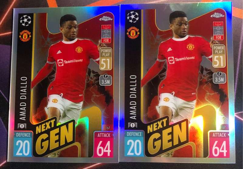 Amad Diallo Very RARE ROOKIE Refractor Next Gen Match Attax Topps Chrome Soccer trading card 