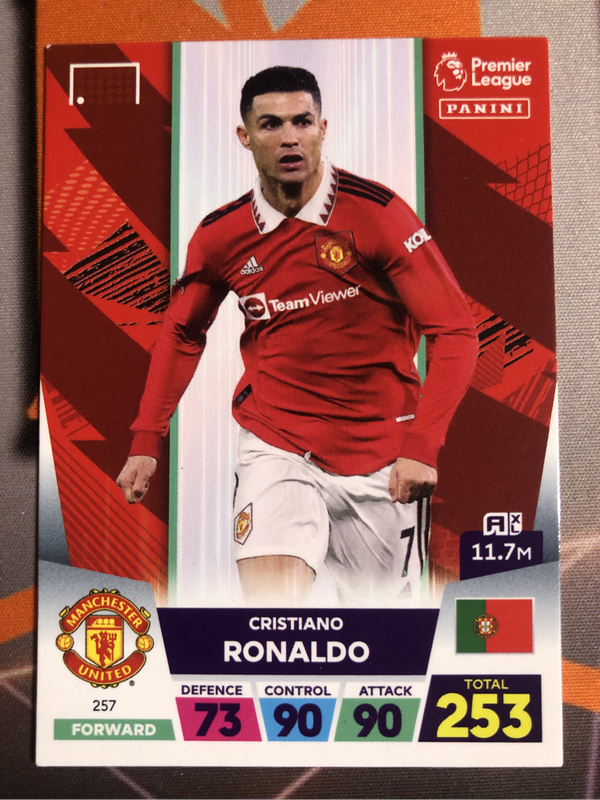 Cristiano Ronaldo 2023 EPL Adrenalyne Soccer trading card