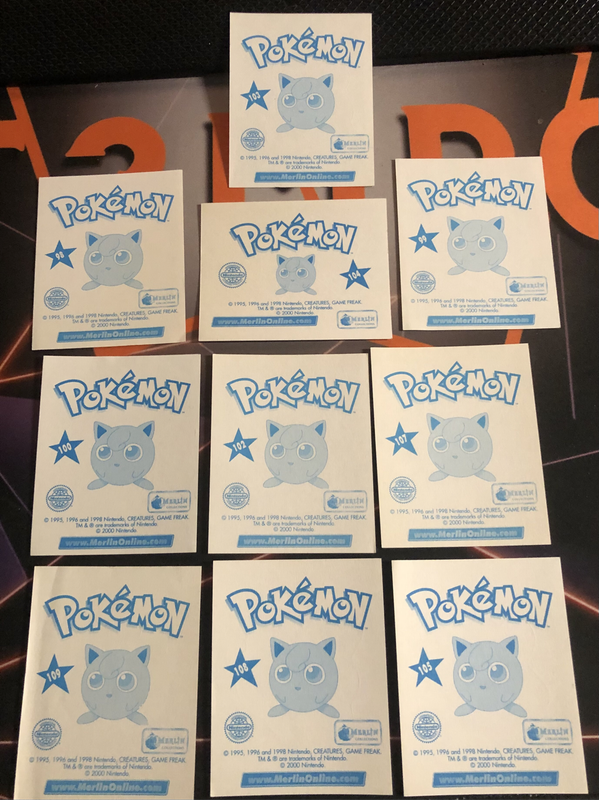 BUNDLE of 10 RARE Pokemon Topps Merlin sticker  Unstuck Near mint condition
