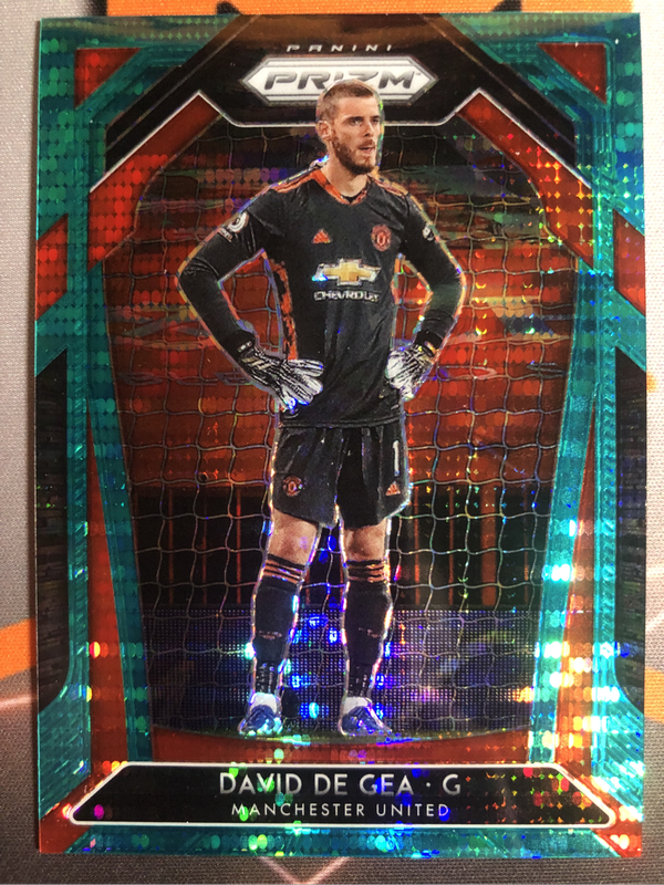 David De Gea NUMBERED out of 49 Teal Prizm 2020 Soccer trading card