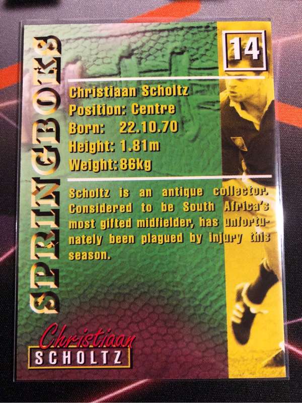 Christiaan Scholtz RARE Springbok 1997 Rugby trading card