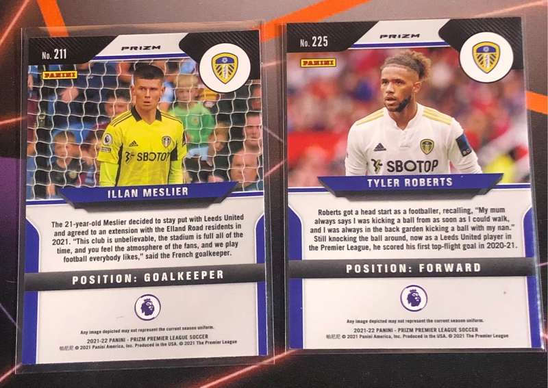 LEEDS Bundle of 2 Prizm 2022 PINK ICE soccer trading cards