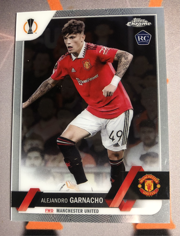 Garnacho ROOKIE Topps Chrome 2023 Soccer trading card