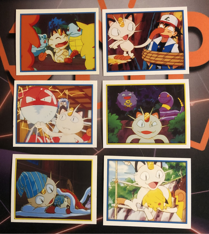 Meowth BUNDLE of 6 RARE Pokemon Topps Merlin sticker  Unstuck Near mint condition