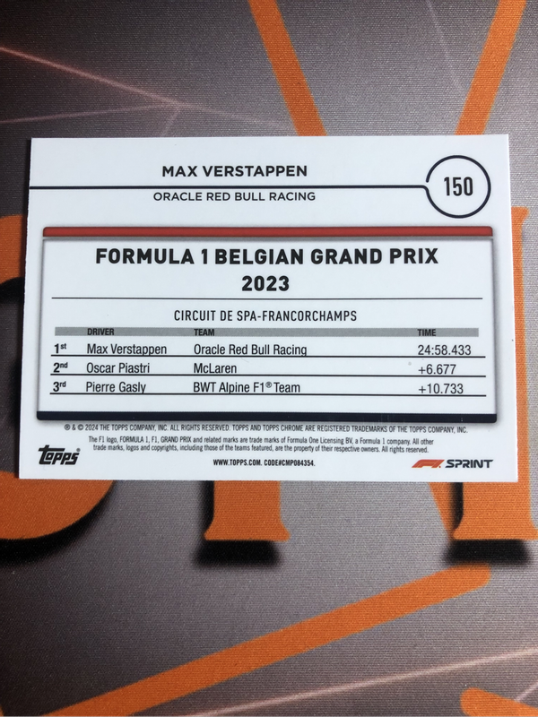 Max Verstappen RARE Formula One 2024 F1 trading card