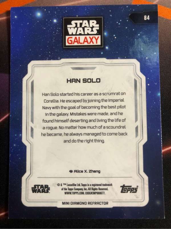 Han Solo RARE REFRACTOR Topps Star Wars Galaxy trading card