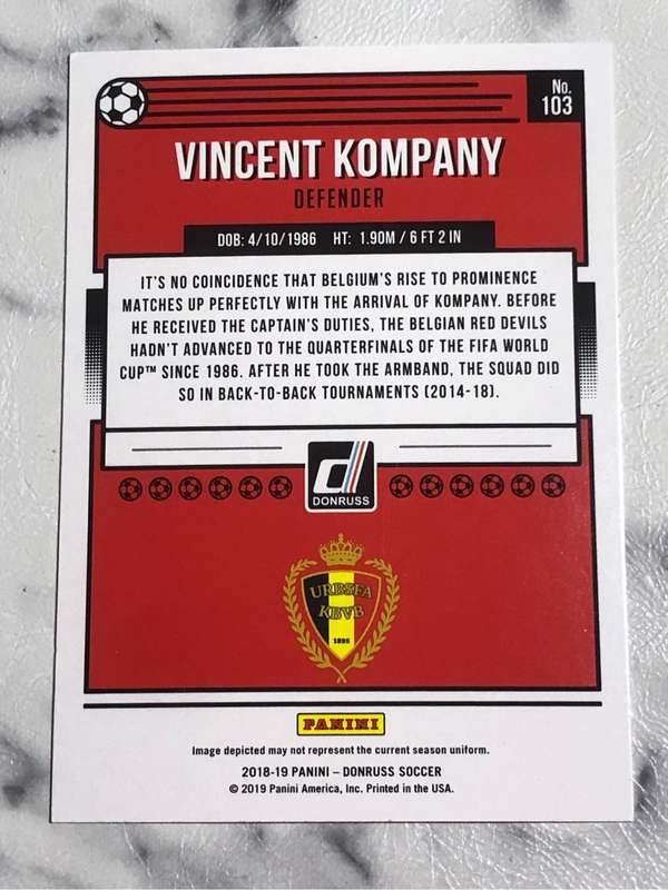 Vincent Kompany super RARE 2019 Donruss Soccer trading card