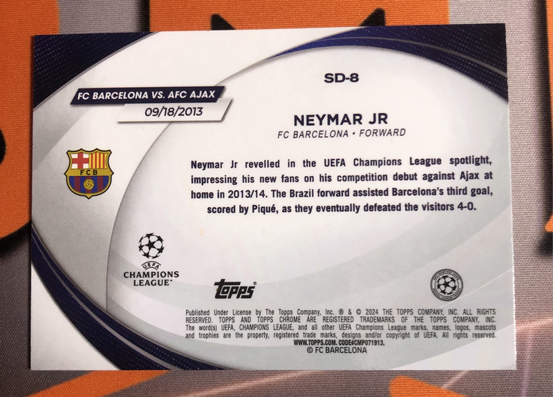 Neymar Rare STARBALL Debut Topps chrome 2024 soccer trading card