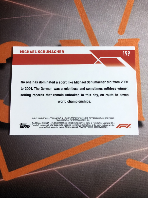 Michael Schumacher RARE Formula One 2023 F1 Topps Chrome trading card