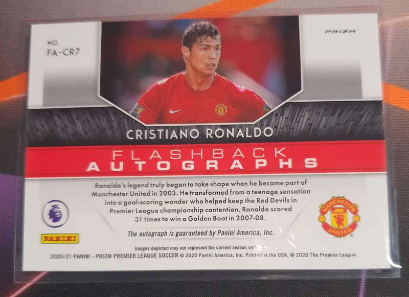 Christiano Ronaldo Autograph Prizm Premier League 2020-2021 Manchester United Soccer trading card