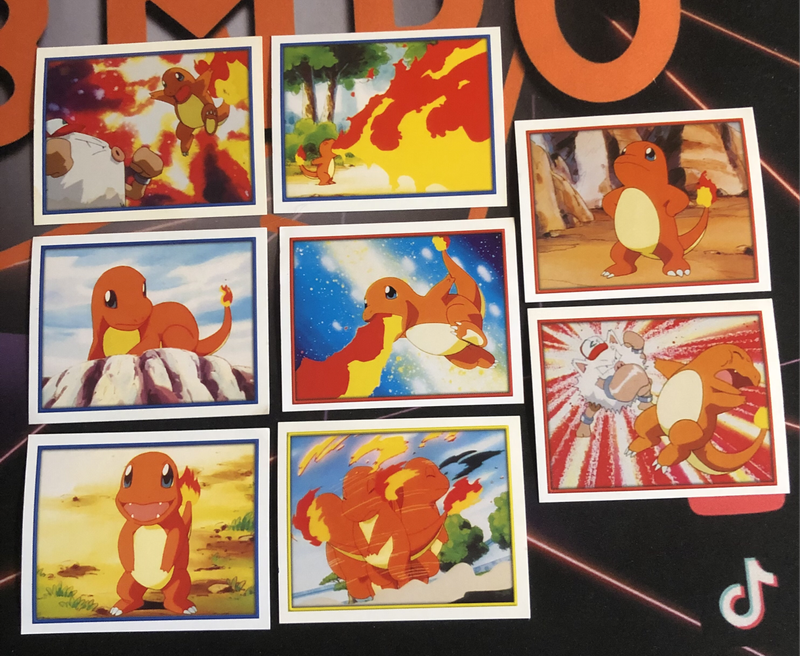 Charmander BUNDLE of 8 RARE Pokemon Topps Merlin sticker  Unstuck Near mint condition