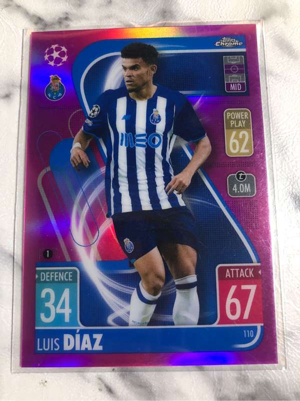 Luis Diaz NUMBERED out of 199 Topps Chrome Match Attax Soccer trading card