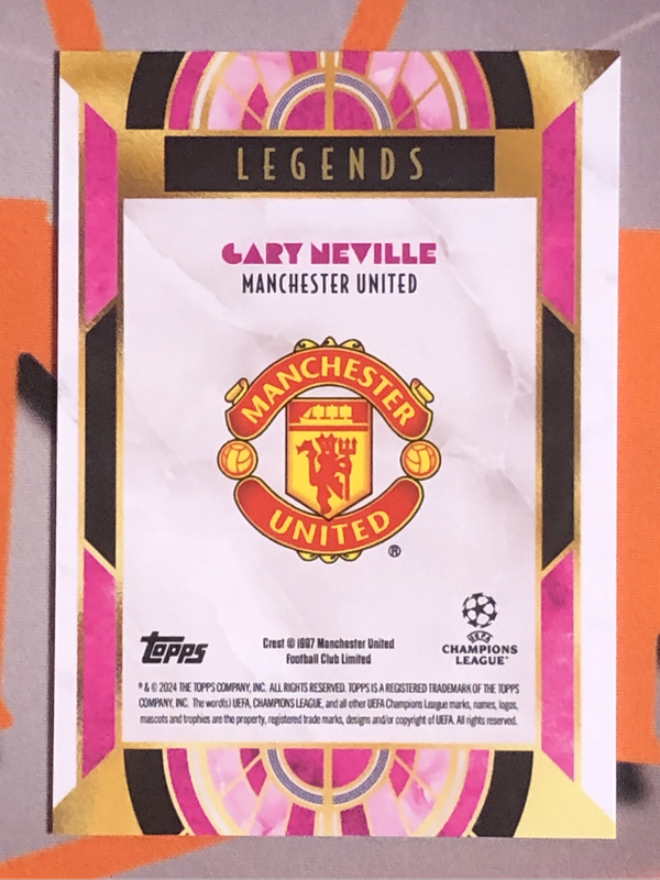 Gary Neville NUMBERED out of 75 Topps Deco Soccer trading card