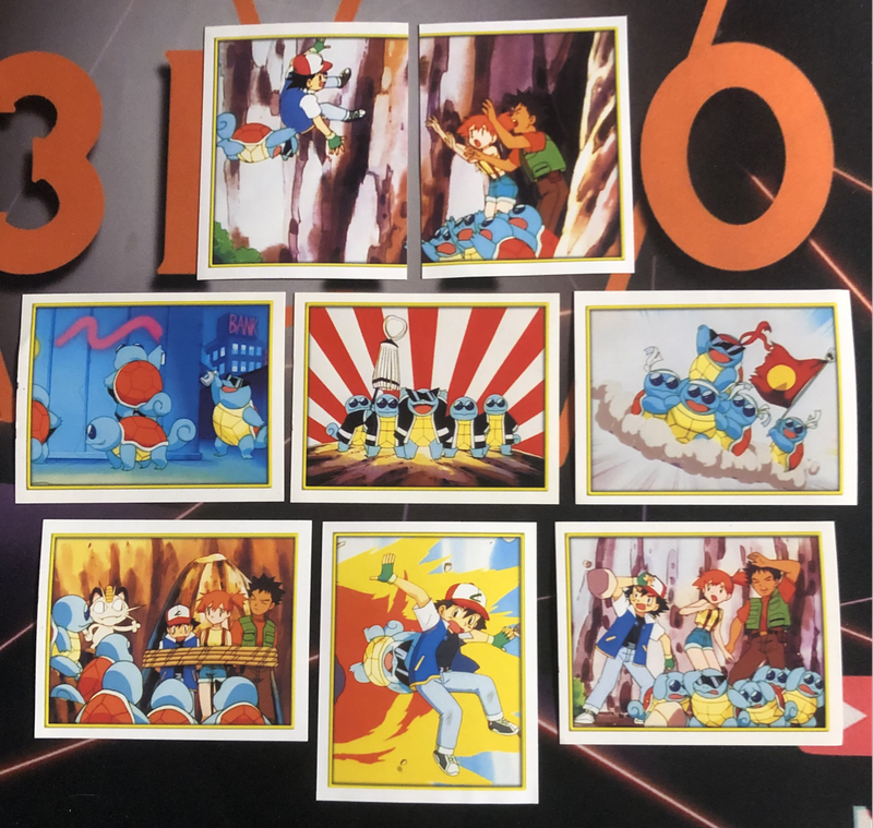 Pokémon Squirtle Gang Bundle of RARE 8 Vintage 2000s Topps stickers (Near Mint condition) 