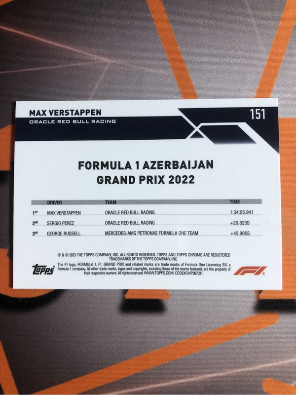 Max Verstappen RARE Formula One 2023 F1 trading card